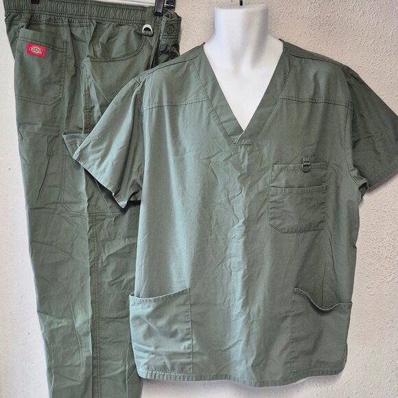Dickies *** 2-piece Scrub Set, Green, in size XL/Tall   NWOT - Picture 1 of 12
